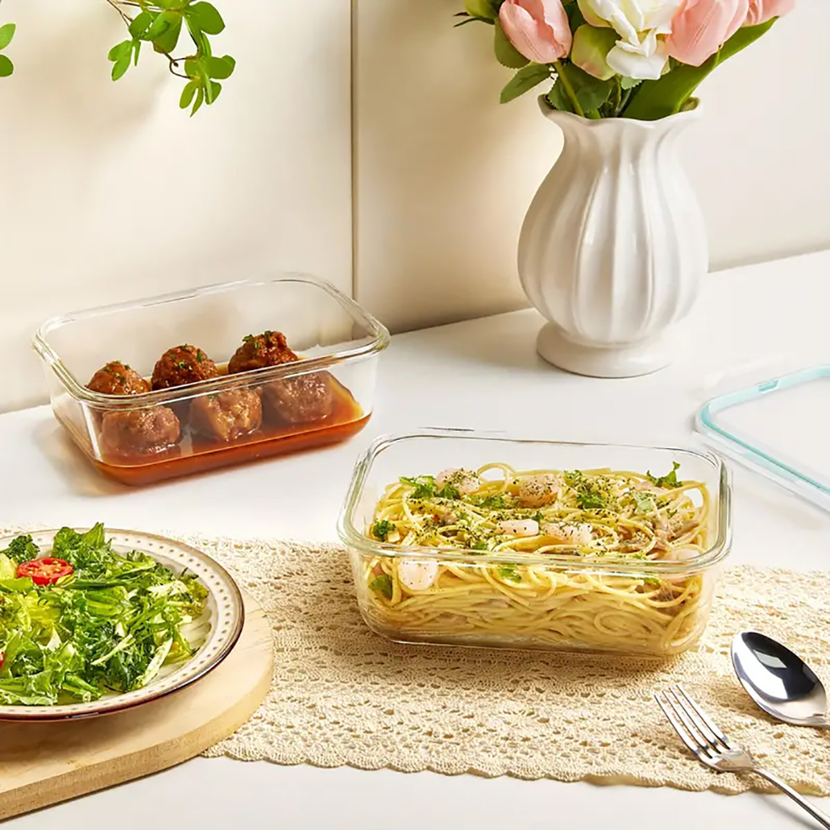 2Pack 1860Ml/ 63Oz Large Glass Storage Containers With Lids, Meal Prep Food Container Set With Snap Airtight Lid For Baking, Microwave, Oven, Leak Proof, For Freezer, Dishwasher